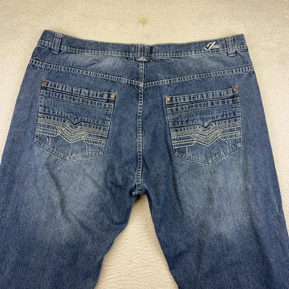 Jinzu Jeans Mens 44x32 Blue‎ Relaxed Fit Straight Denim Studded Back 46 Tag